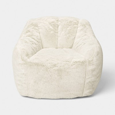 Dorm Compressed Foam Bean Bag Chair Cream Shearling - Room Essentials (LOCAL PICKUP ONLY)