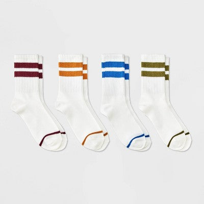Boys' 4pk Varsity Striped Crew Socks - Cat & Jack M