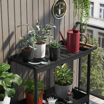 2pc Recycled Resin Indoor Outdoor Planter Pots Black 4"x4"x4" - Room Essentials