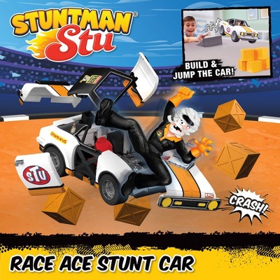 Stuntman Stu Race Ace Stunt Car Break Apart Stunt Set with Action Figure, Pop-Off Parts and Crash Crates