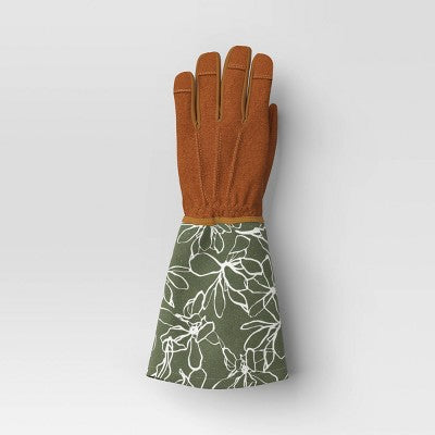 Duck Canvas Scribble Floral Rose Picker Gloves One Size Green - Threshold