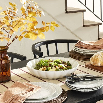 4pk 8.5" Scalloped Edge Stoneware Salad Plates Cream - Hearth & Hand with Magnolia