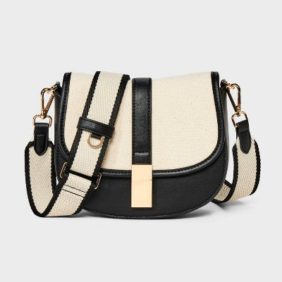 Saddle Crossbody Bag - A New Day Black/Natural