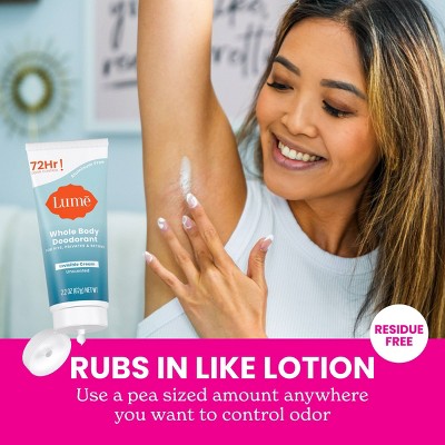 Lume Whole Body Women's Deodorant - Invisible Cream Tube - Aluminum Free - Unscented - 2.2oz