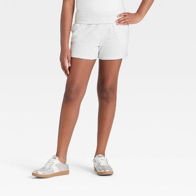 Girls' Foldover Waist Cozy Rib-Knit Shorts - art class Gray L