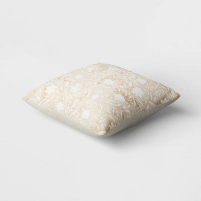 Floral Printed Square Throw Pillow Khaki - Threshold