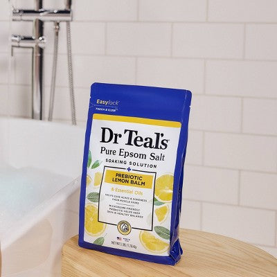 Dr Teal's Prebiotic Lemon Balm & Essential Oils Pure Epsom Salt Soaking Solution - 3lbs