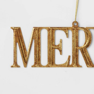 Metal 'Merry' Christmas Tree Ornament Gold - Wondershop