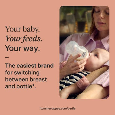 Tommee Tippee Start Baby Bottles Slow Flow Nipple 0m+ - Clear - 9 fl oz/2pk: BPA-Free, Silicone Nipple