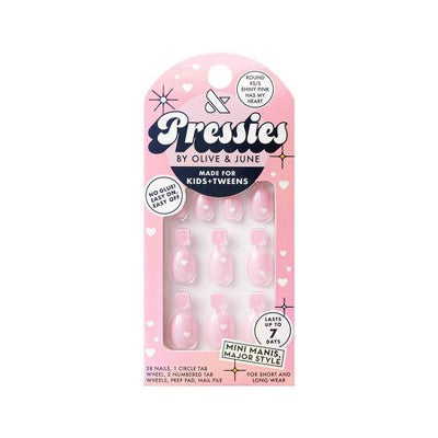 Olive & June Pressies Fake Nails - XS/S Round - Shiny Pink Has My Heart - 28ct
