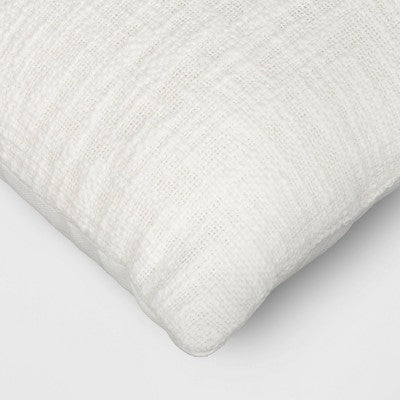 Lumbar Texture Cotton Pillow Ivory - Room Essentials