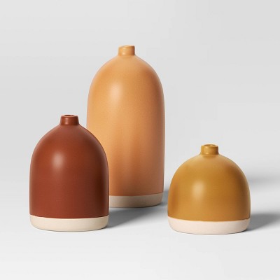 3pc Vase Set Ceramic Brown - Room Essentials