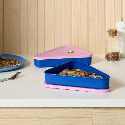 4pc (set of 2) Pizza Food Storage Container Blue/Pink - Room Essentials