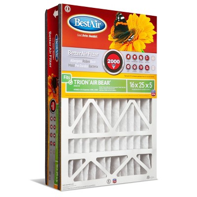 BestAir 3pk 16" x 25" x 5" Trion Air Bear Replacement Air Furnace Filter MERV 11: Electrostatic, Captures Allergens, EPA Certified (LOCAL PICKUP ONLY)