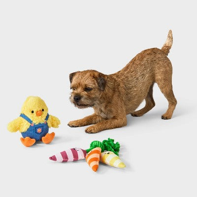 11.7" Chick & Carrots Plush Rope Dog Toy - Boots & Barkley 2pk