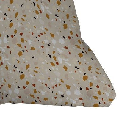20" x 20" Iveta Abolina Terrazzo Tan Outdoor Throw Pillow Beige - Deny Designs: Abstract Design, Square Shape, Zipper Closure