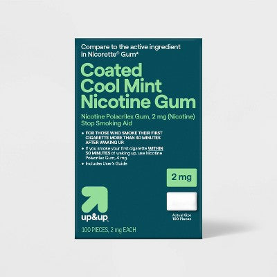 Coated Nicotine 2mg Gum Stop Smoking Aid - Mint - 100ct - up&up