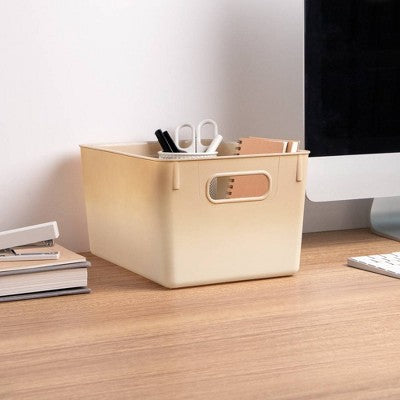 Isaac Jacobs 2pk 7"x8.11" Decorative Storage Ombre Bin Tan