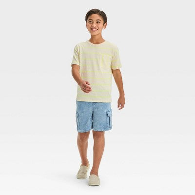 Boys' Short Sleeve Textured Striped T-Shirt - Cat & Jack Yellow M