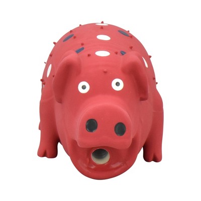 Multipet Rubber Pig Americana Interactive Dog Toy - Red