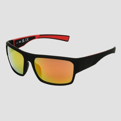 Men's Rubberized Plastic Wrap Sport Sunglasses - All In Motion Black: Scratch-Resistant, UV Protection