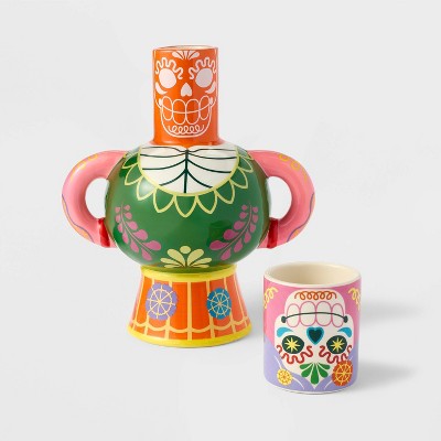 31oz Dia de Muertos Ceramic Cantaro Tea Cup and Jug