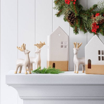 6.75" Speckled Ceramic House Christmas Village Building - Wondershop White