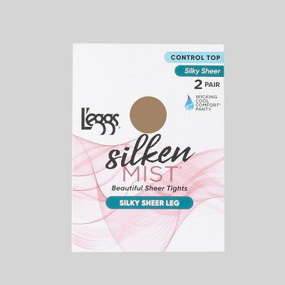 L'eggs Silken Mist Women's Control Top 2pk Pantyhose - Nude M