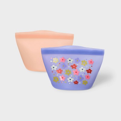 Kids' 2pc Reusable Sandwich Bag Flower - Cat & Jack?: BPA-Free Silicone Lunch Accessory