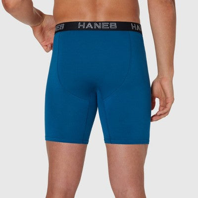 Hanes Premium Men's Stretch Long Leg Boxer Briefs 5pk - Black/Navy Blue/Gray S: Lightweight, Tagless, Breathable, Moisture Wicking, 4-Way Stretch