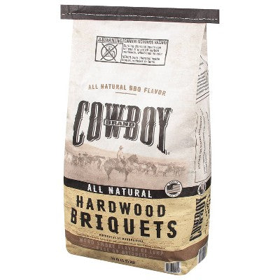 Cowboy 14lb Hardwood Briquets: Ideal for Charcoal Grills, Patio Solid Fuel, 14.65lb Product Weight