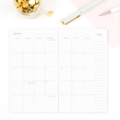 Sugar Paper Essentials 2025-26 Monthly Planner 3.75"x6.25" Deep Green: Adult Agenda, Non-Toxic, Acid-Free, Rounded Corners