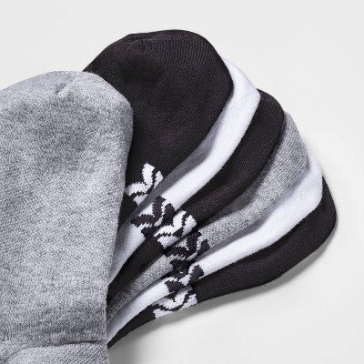 Women's Lightweight Active Mesh 6+1 Bonus Pack No Show Athletic Socks - All In Motion White/Heather Gray/Black 4-10