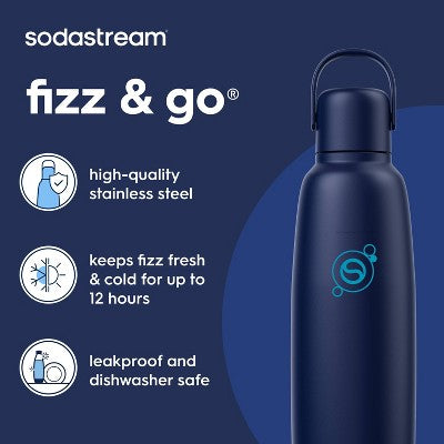 SodaStream 30.4 fl oz Fizz & Go Insulated Stainless Steel Carbonating Bottle Blueberry