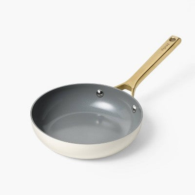 8" Nonstick Ceramic Coated Aluminum Frying Pan With Champagne Handle Cream - Figmint