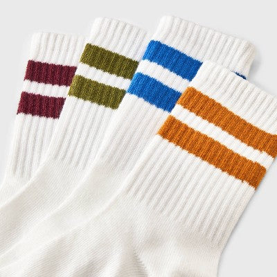Boys' 4pk Varsity Striped Crew Socks - Cat & Jack M