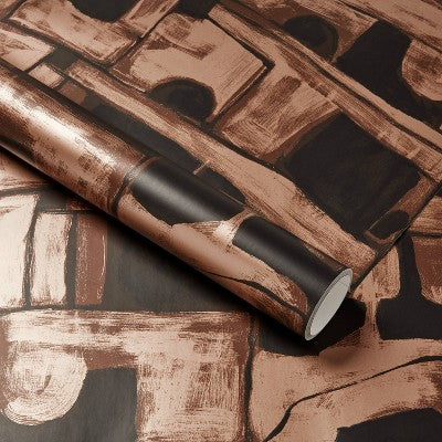 Abstract Maze Wallpaper Aged Gold and Black - Threshold: Removable Self-Adhesive Geometric Peel & Stick Vinyl (LOCAL PICKUP ONLY)