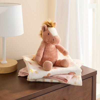 Muslin Swaddle Baby Blankets - Horses - 3pk - Cloud Island