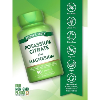 Nature's Truth Potassium Magnesium Citrate Capsules | 90 Count EXP:11/2026 AFTER