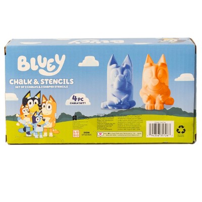 Bluey Sidewalk Chalk & Reusable Stencils, 4-Piece Art Kit - IN HAND