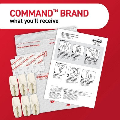 Command Damage-Free Medium 6 Wire Hooks and 8 Strips Cream Speckle
