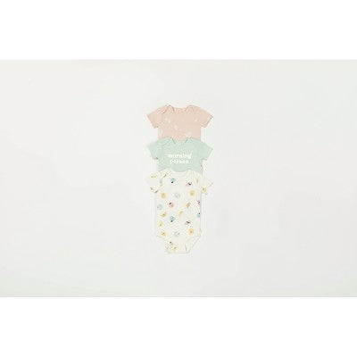 Huggies Baby Girls' 2pk Food & Flowers Organic Sleep N' Play - Pink/White 9M