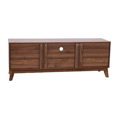 Flash Furniture Walnut 60" TV Stand with Adjustable Middle Shelf - Dual Soft Close Storage Doors (LOCAL PICKUP ONLY)