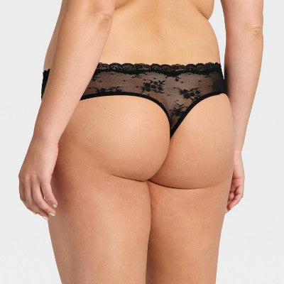 Women's Lace Thong 3pk - Wild Fable Black/Red/Light Pink XXL