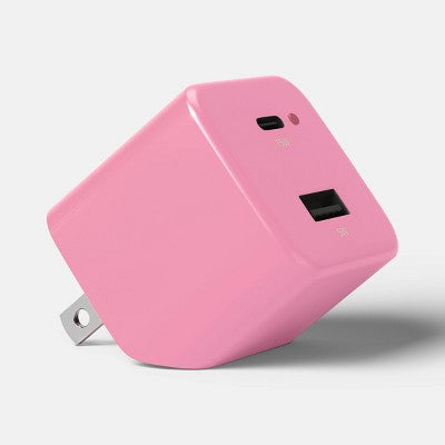 Dual Port (A+C) Wall Adapter - heyday Candy Pink: Ready to Use, Charge Indicator