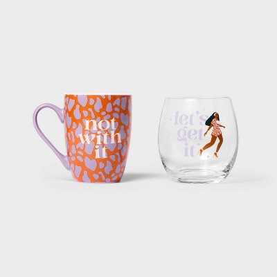 Black History Month Be Rooted 'Not With It' and 'Let's Get It' Mug and Wine Gift Set