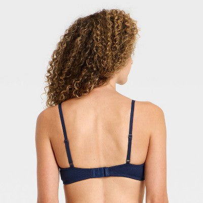 Women's Unlined Ribbed Demi Bra - Wild Fable Navy Blue 34C