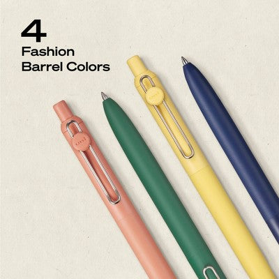 uniball Zento Retractable Liquid Gel Pens, 0.7mm Medium Point, Black Ink, Tropical Barrel Colors, 4ct - Smooth, Quick-Drying Gel Ink