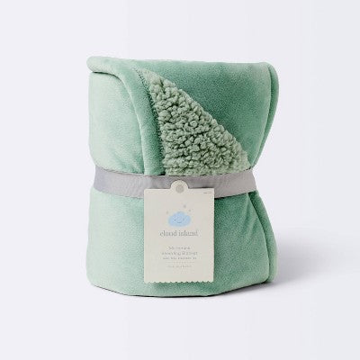 Micromink Shearling Baby Blanket - Green - Cloud Island: Baby 40"x30", Solid Pattern