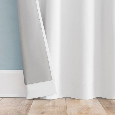 40"x84" Sun Zero Doucet Thermal Blackout Rod Pocket Curtain Panel White: Energy Efficient, Noise Reduction, Indoor Use